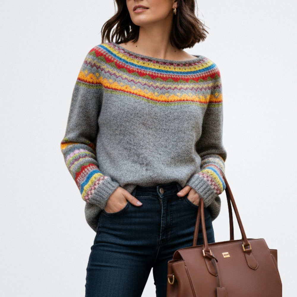 Jasmine - Színes Vintage Pulóver