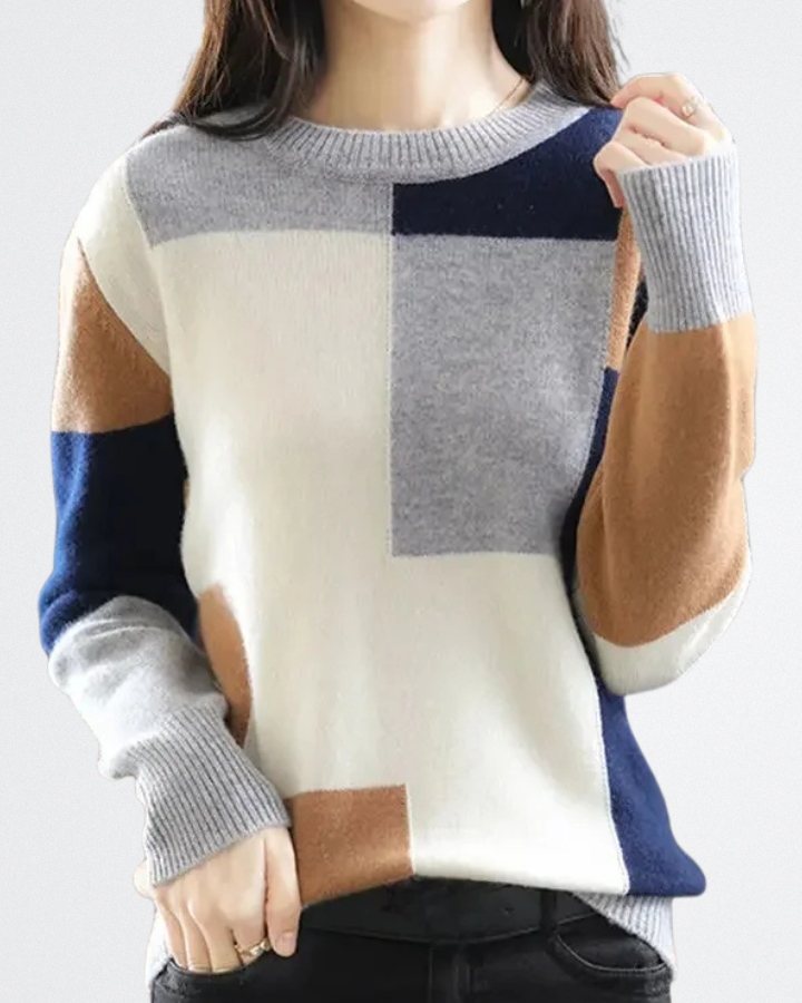 Camille - Modern Színblokkos Pulóver