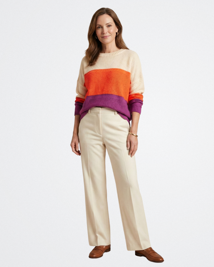 Kaia - Naplemente Csíkos Kötött Pulóver