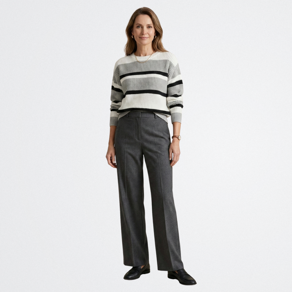 Lara - Csíkos Kötött Pulóver