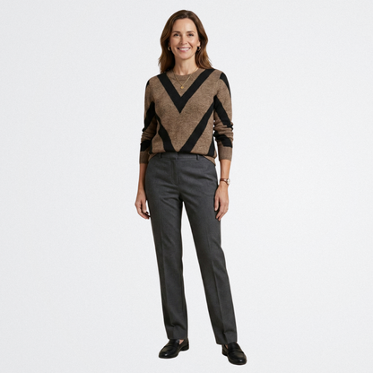 Amira - V-kötésű Kötött Pulóver