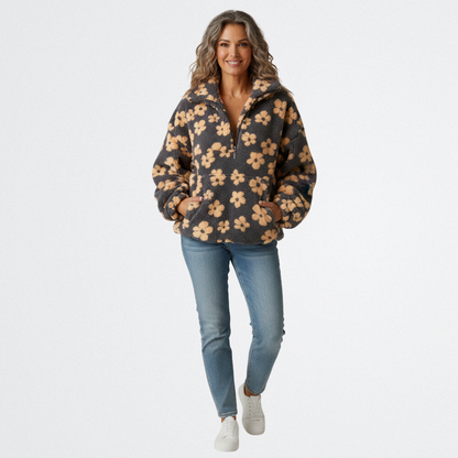 Bianka - Virágos Plüss Kabát