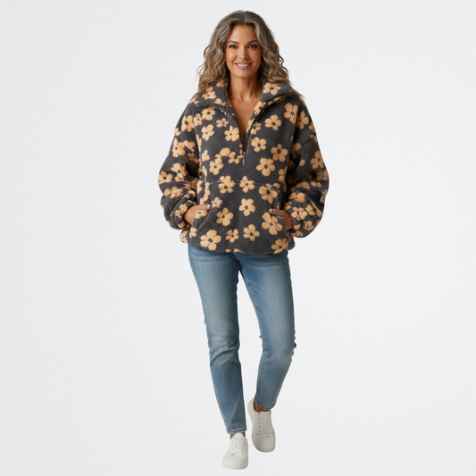 Bianka - Virágos Plüss Kabát