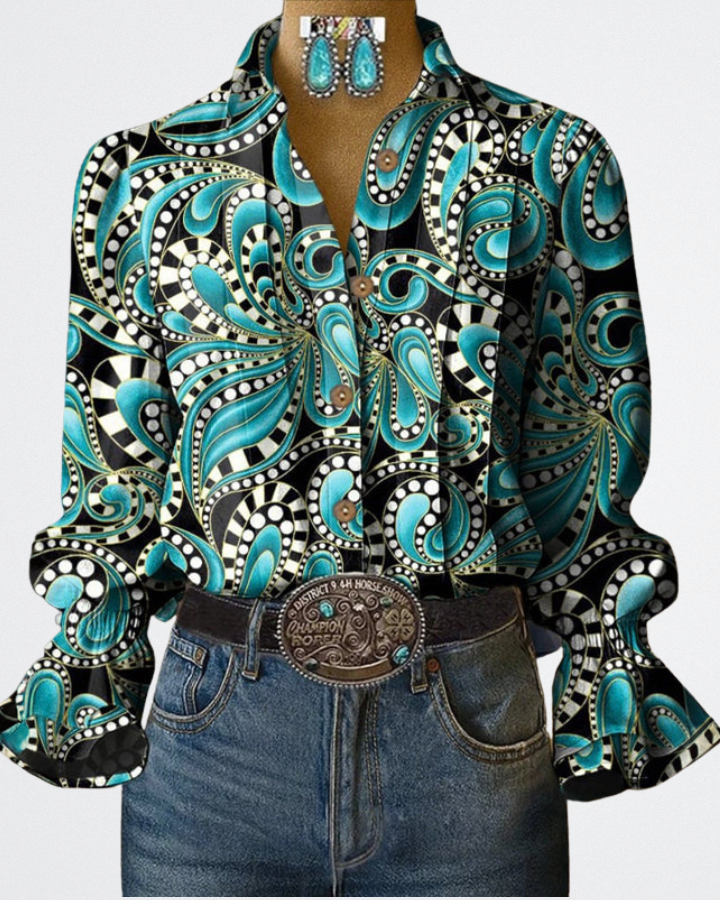 Serafina - Boho Luxe Nyomtatott Ing