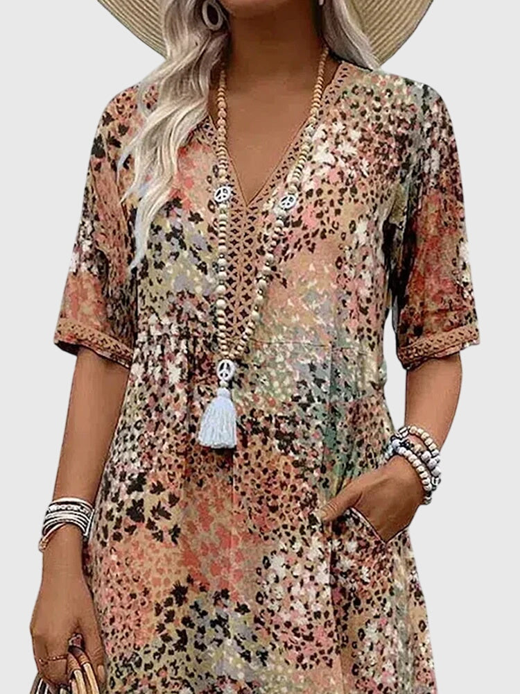 Yvonna™ | Elegáns virágmintás midi ruha