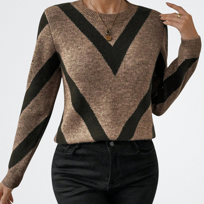 Amira - V-kötésű Kötött Pulóver