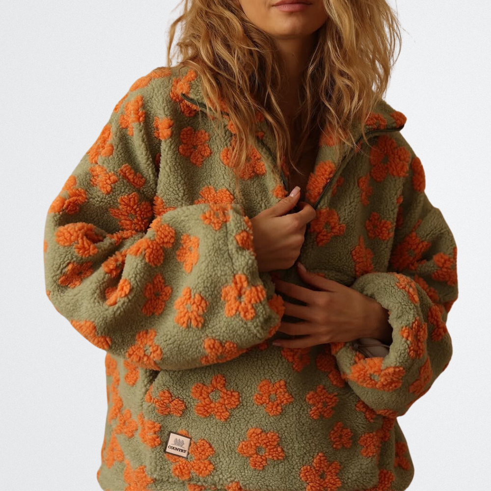 Bianka - Virágos Plüss Kabát