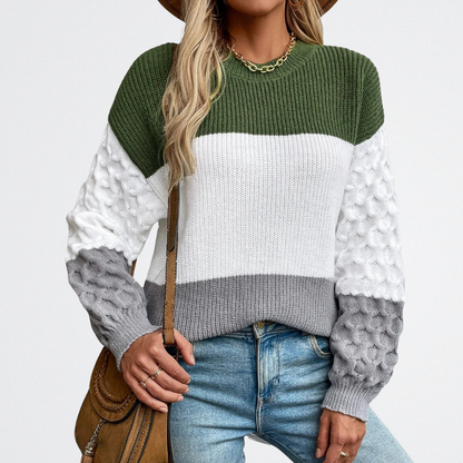 Dóra - Háromszínű Kötött Pulóver