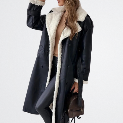 Roxanne - Bőrhatású Szőrme Öv Trenchcoat