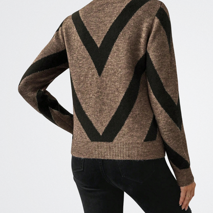 Amira - V-kötésű Kötött Pulóver