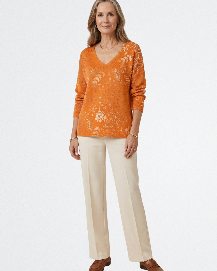 Lina - Rusztikus Lombos Kötött Pulóver