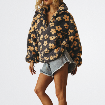 Bianka - Virágos Plüss Kabát