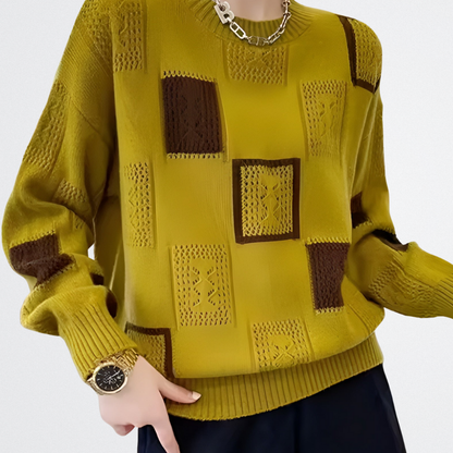 Elodie - Kontrasztos Kötött Pulóver