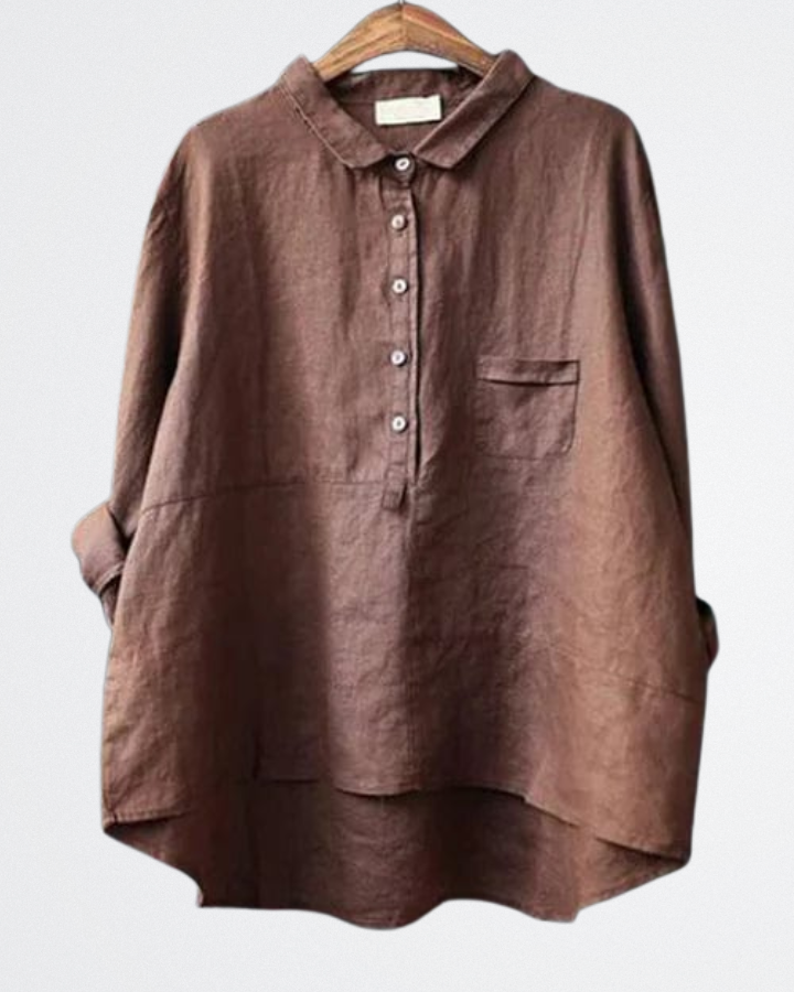 Lila - Erdtöne Leinenoberteil