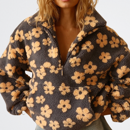 Bianka - Virágos Plüss Kabát