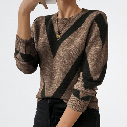 Amira - V-kötésű Kötött Pulóver