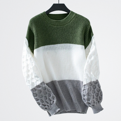 Dóra - Háromszínű Kötött Pulóver