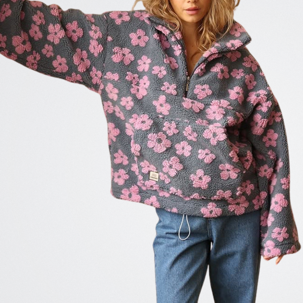 Bianka - Virágos Plüss Kabát