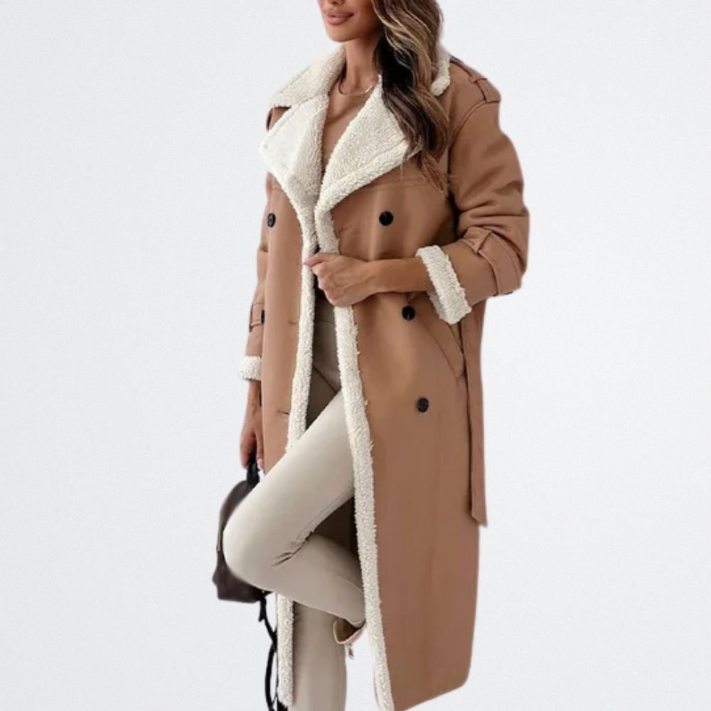 Roxanne - Bőrhatású Szőrme Öv Trenchcoat