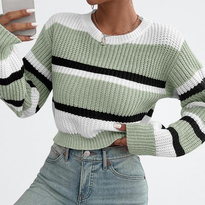 Lara - Csíkos Kötött Pulóver