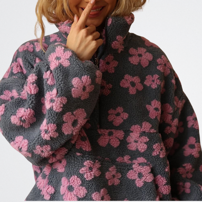 Bianka - Virágos Plüss Kabát