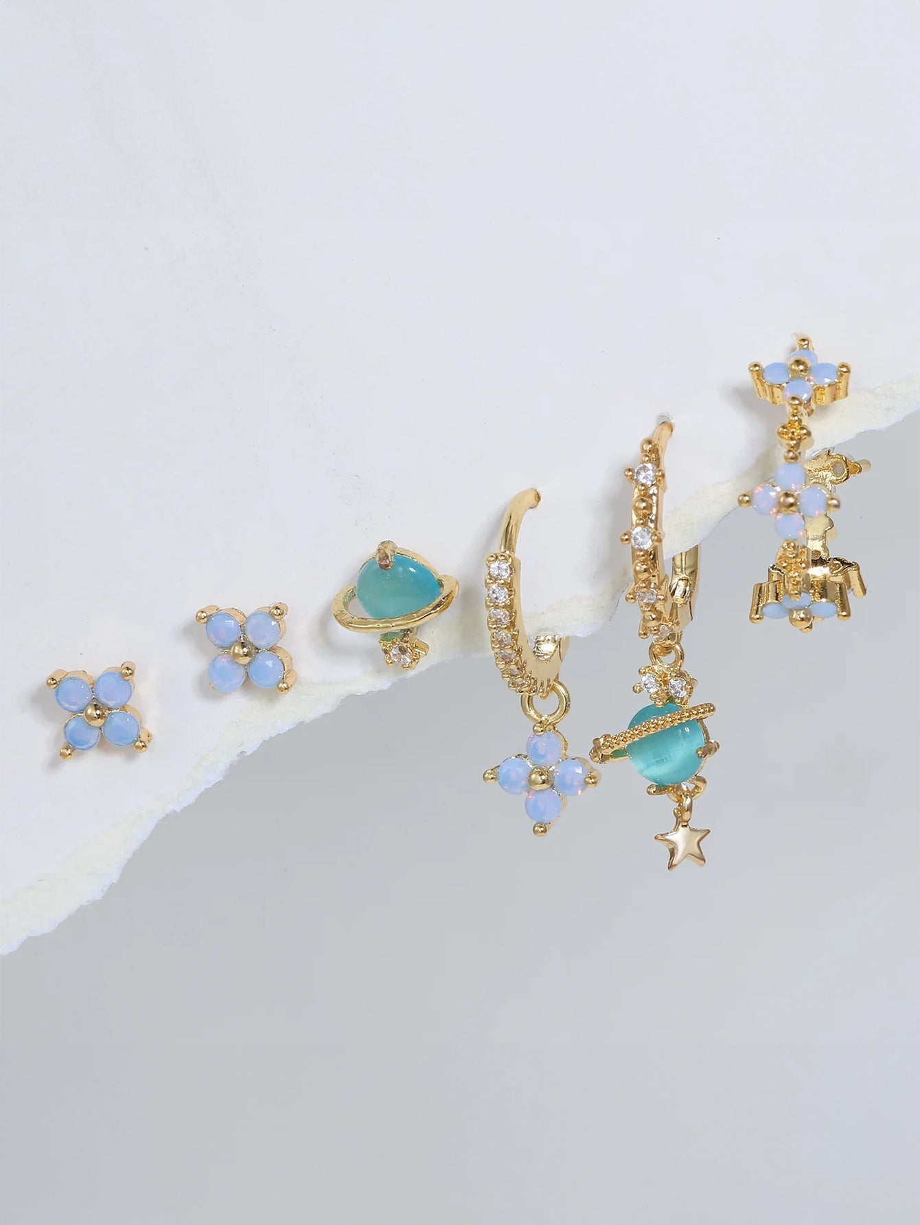 Elegáns virágcsillag fülbevalók cirkóniával - Joane