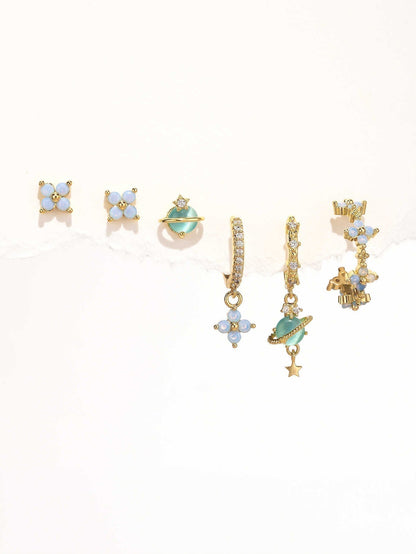 Elegáns virágcsillag fülbevalók cirkóniával - Joane